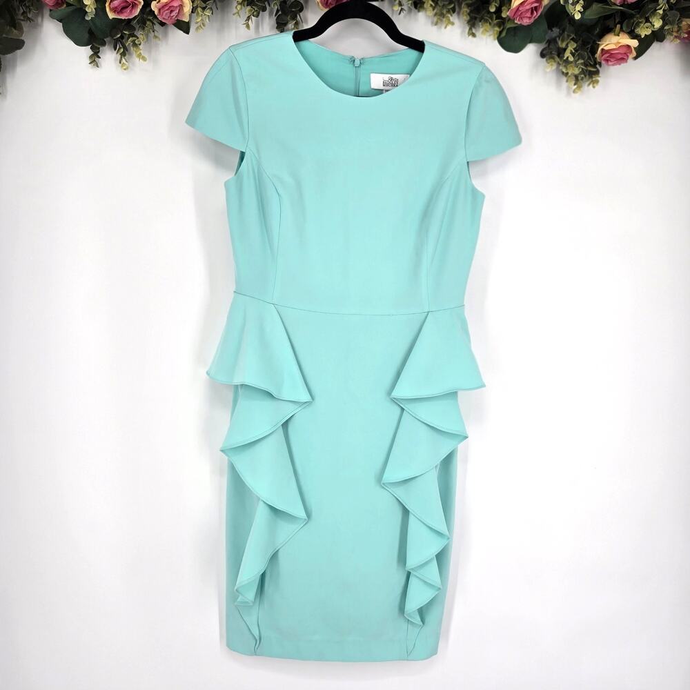 Belle by Badgley Mischka Mint Green Cap Sleeve Dress Size 8